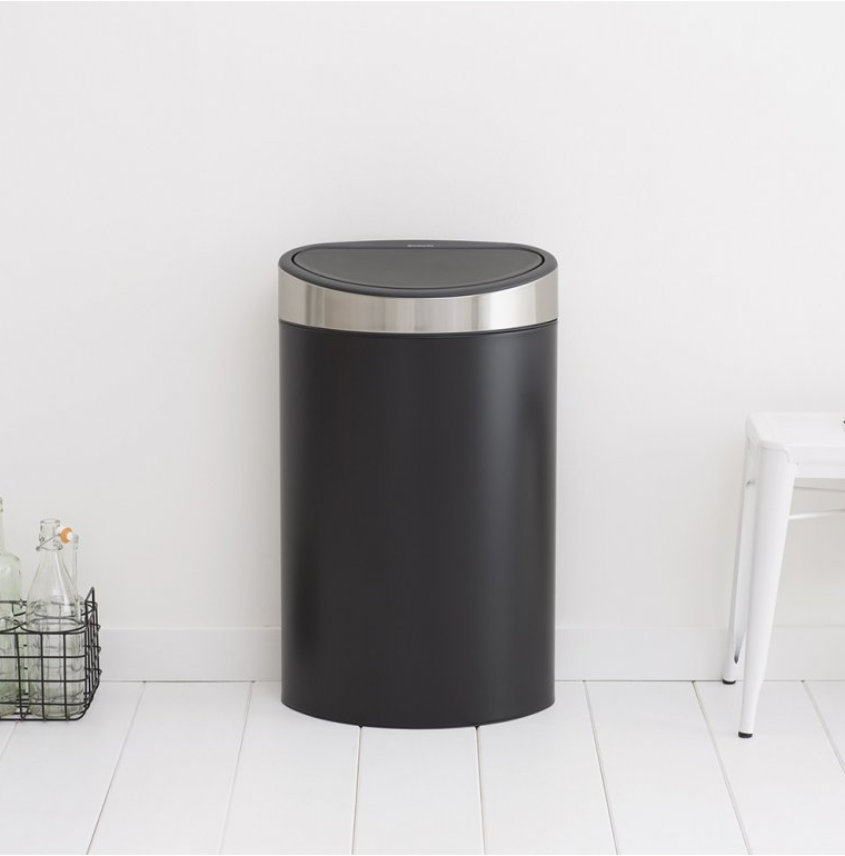 Touch prullenbak TOUCH BIN NEW 40 l, mat zwart met mat deksel, Brabantia