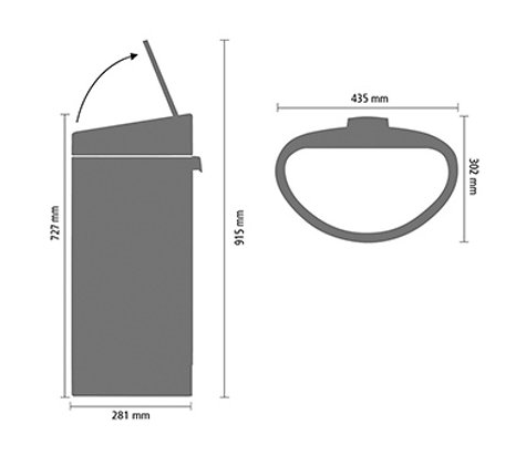 Touch prullenbak TOUCH BIN NEW 40 l, mat zwart met mat deksel, Brabantia