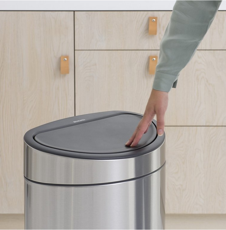 Touch prullenbak TOUCH BIN NEW 10 + 23 l, vingerafdrukbestendig, mat staal, Brabantia