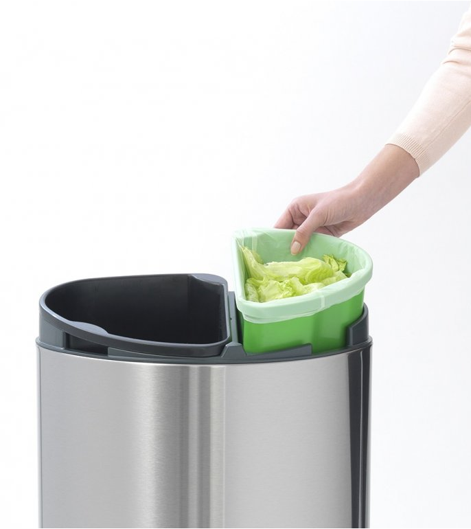 Touch prullenbak TOUCH BIN NEW 10 + 23 l, vingerafdrukbestendig, mat staal, Brabantia