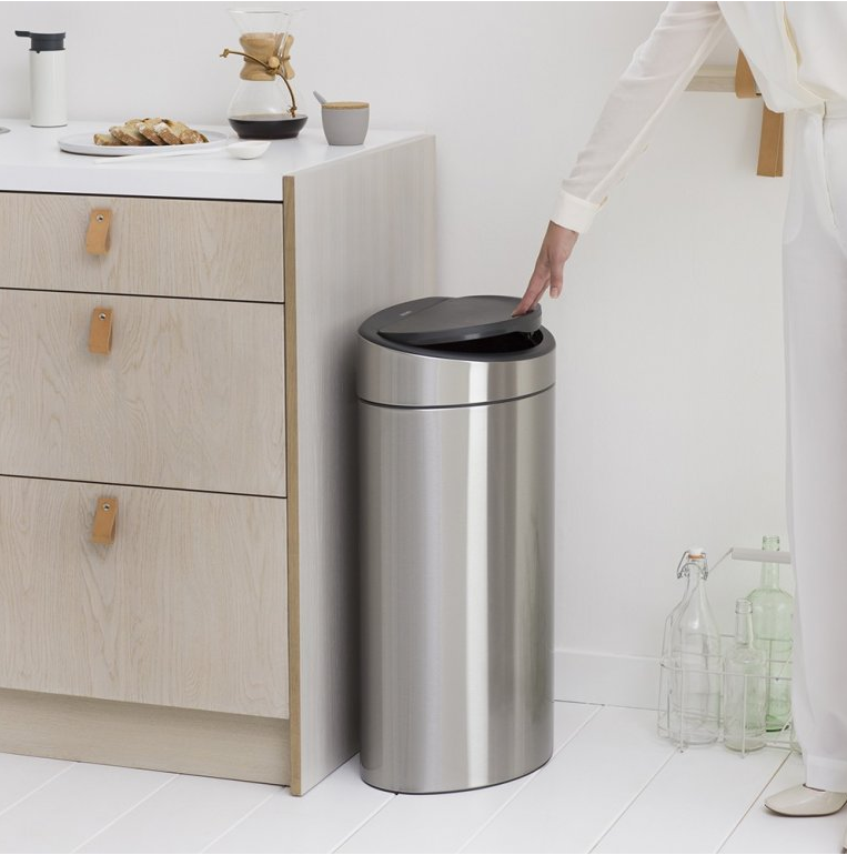 Touch prullenbak TOUCH BIN NEW 10 + 23 l, vingerafdrukbestendig, mat staal, Brabantia