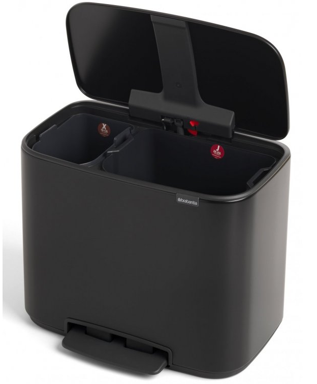 Pedaalemmer BO 11 + 23 l, mat zwart, Brabantia