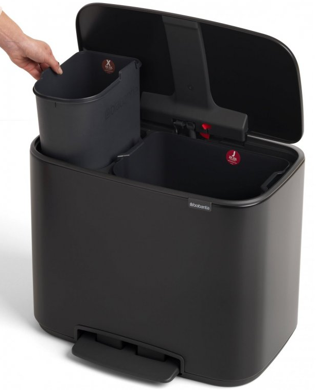 Pedaalemmer BO 11 + 23 l, mat zwart, Brabantia