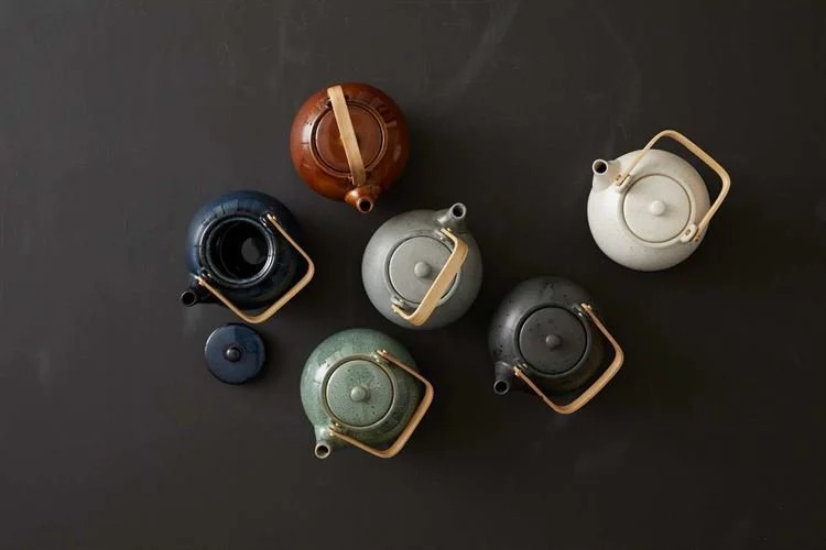 Theepot 1,2 l, met houten handvat, blauw, Bitz