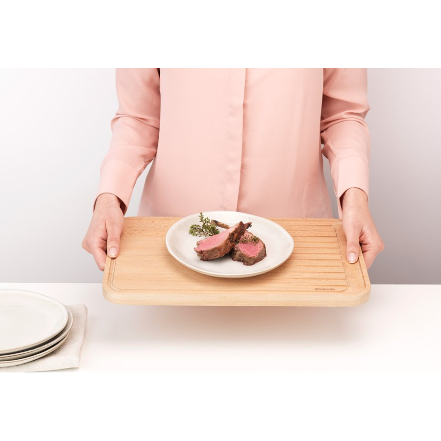 Snijplank 25 x 40 cm, voor vlees, bruin, hout, Brabantia
