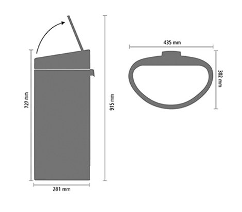 Touch prullenbak TOUCH BIN NEW 40 l, vingerafdrukbestendig, mat staal, Brabantia