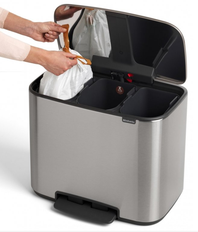 Pedaalemmer BO 3 x 11 l, mat staal, Brabantia