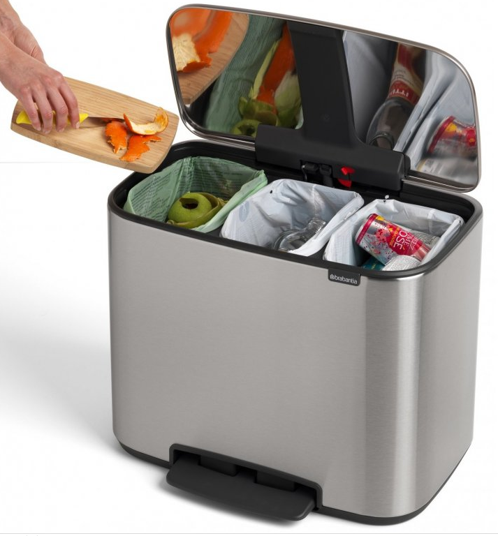 Pedaalemmer BO 3 x 11 l, mat staal, Brabantia