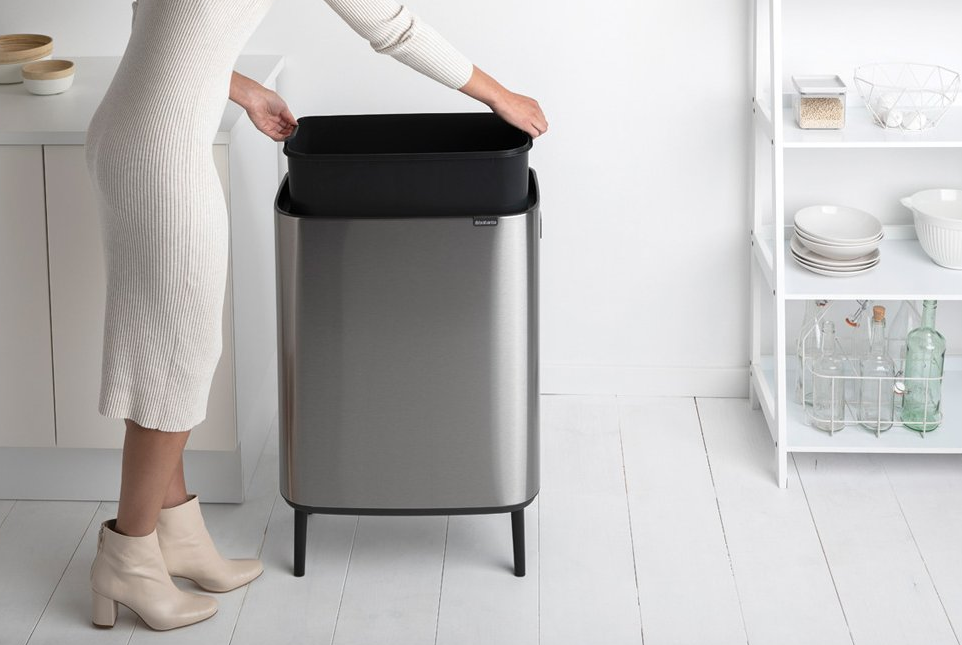 Touch prullenbak BO HI 60 l, mat staal, Brabantia