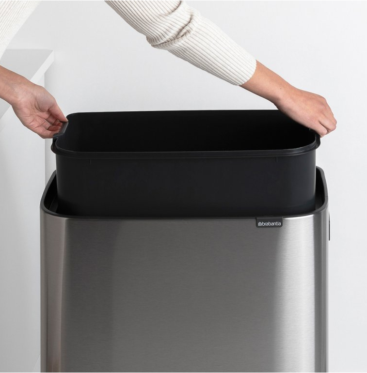 Touch prullenbak BO HI 60 l, mat staal, Brabantia