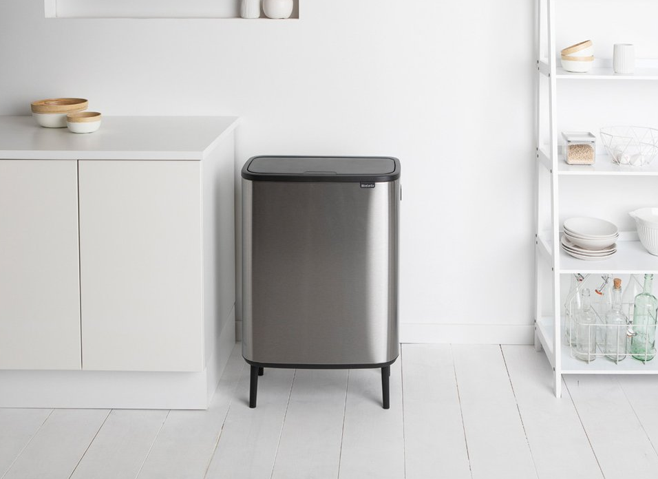 Touch prullenbak BO HI 60 l, mat staal, Brabantia