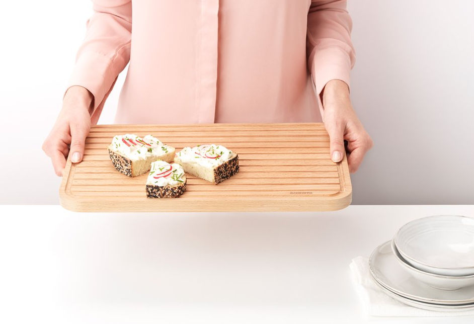 Snijplank 25 x 40 cm, voor brood, bruin, hout, Brabantia