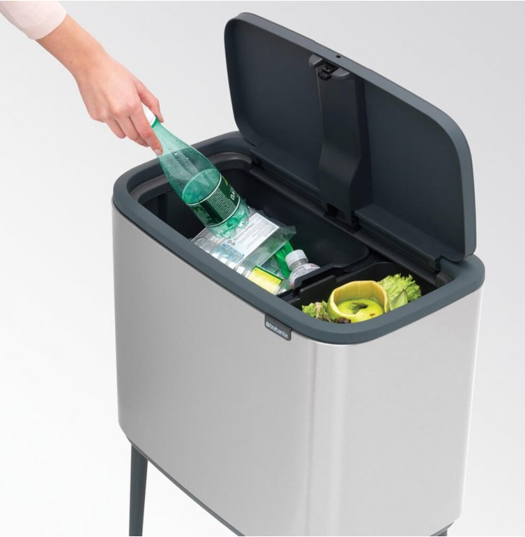 Touch prullenbak BO 11 + 23 l, mat staal, Brabantia