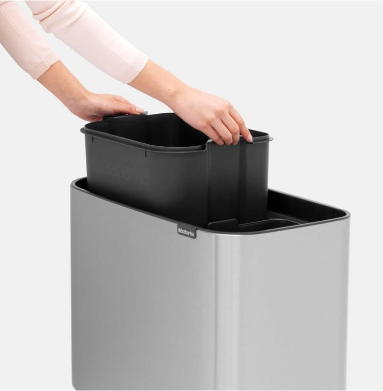 Touch prullenbak BO 11 + 23 l, mat staal, Brabantia