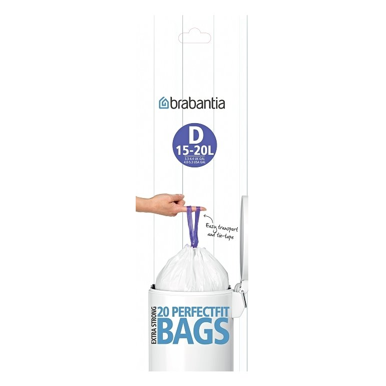 Vuilniszakken D PERFECTFIT 15-20 l, 20 stuks, Brabantia