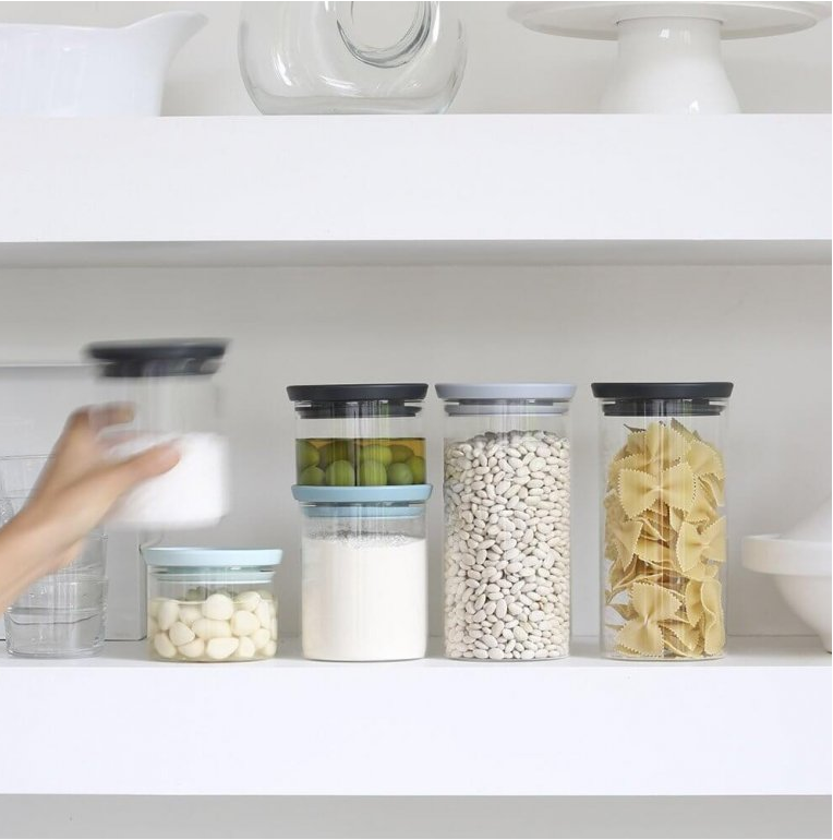 Voorraadbus 1,1 l, met grijs deksel, glas, Brabantia