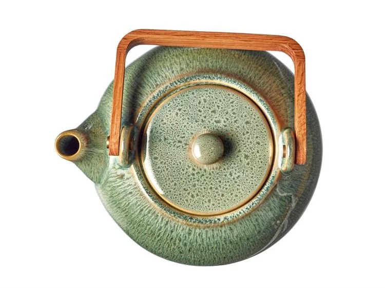 Theepot 1,2 l, met houten handvat, groen, Bitz
