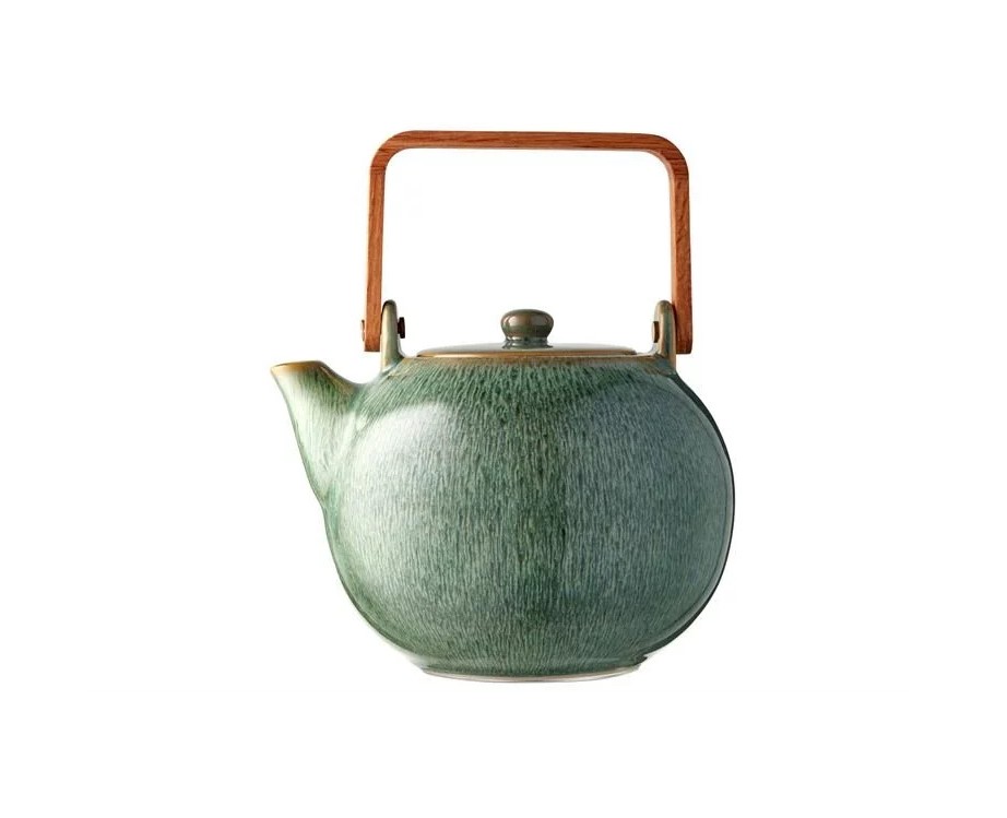 Theepot 1,2 l, met houten handvat, groen, Bitz