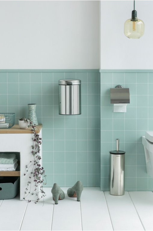 Toiletborstel met houder, glanzend staal, Brabantia