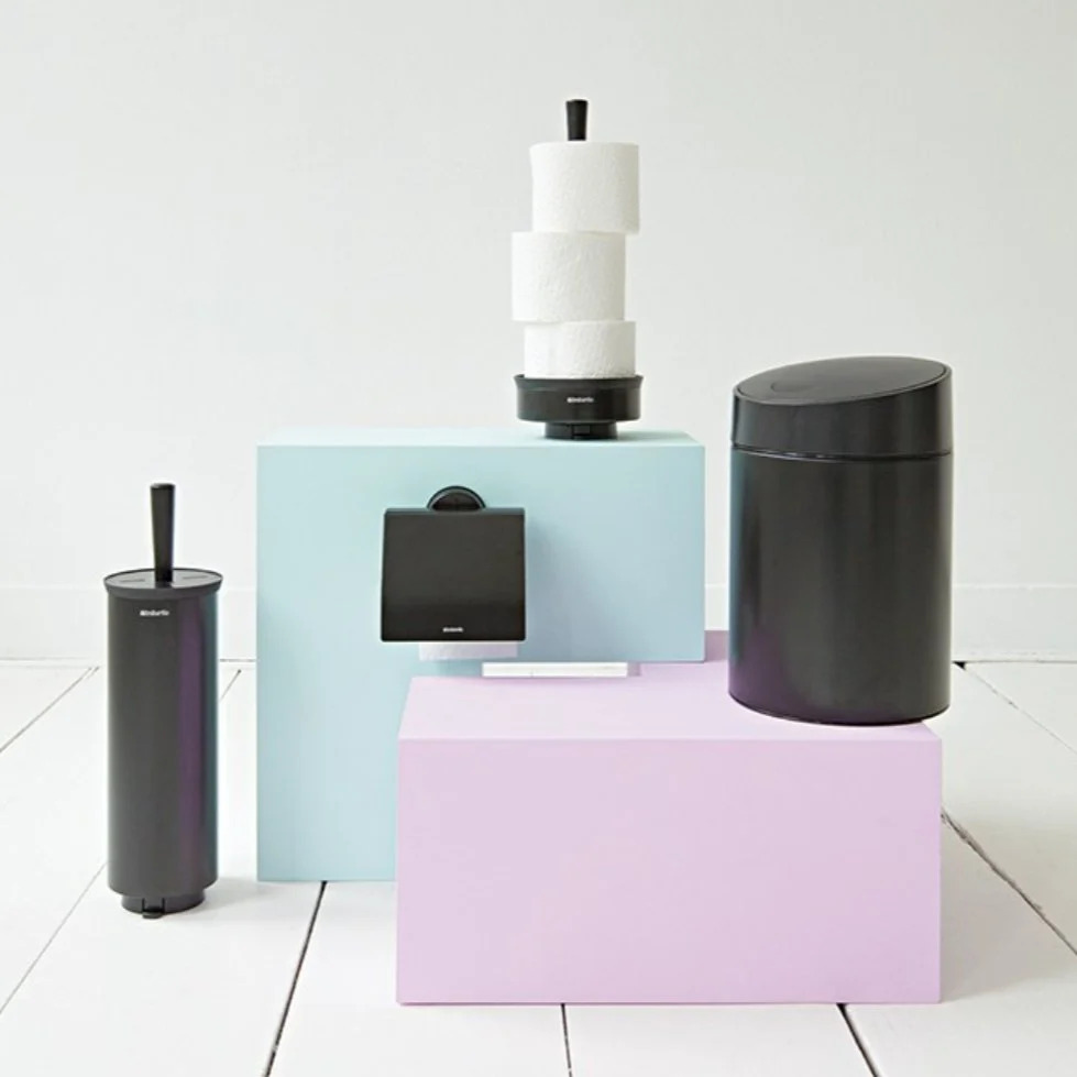 Toiletborstel met houder, zwart, Brabantia