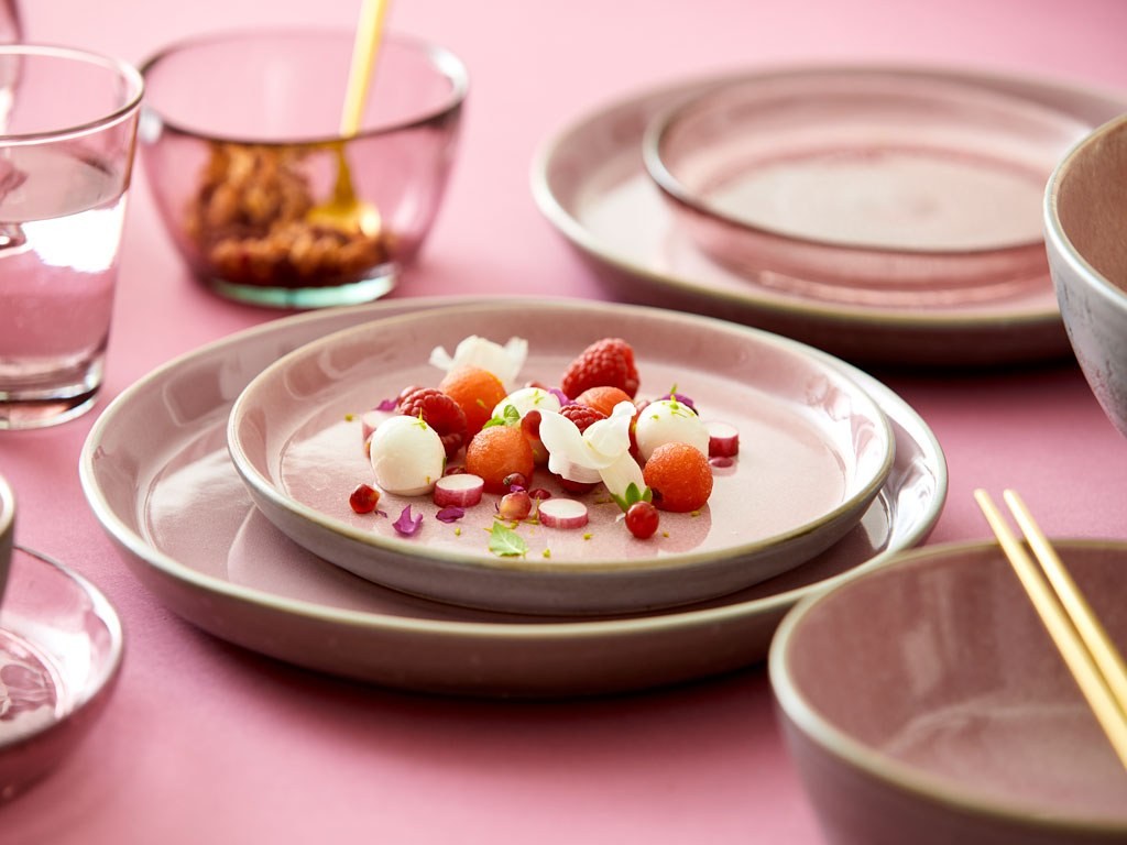 Dineerbord 27 cm, grijs/roze, Bitz