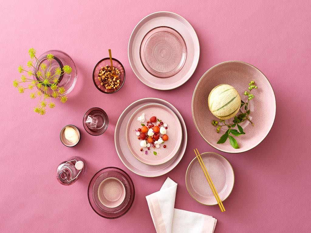 Dineerbord 27 cm, grijs/roze, Bitz