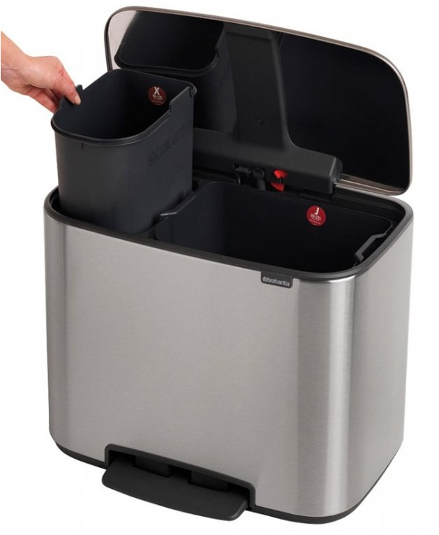 Pedaalemmer BO 11 + 23 l, mat staal, Brabantia