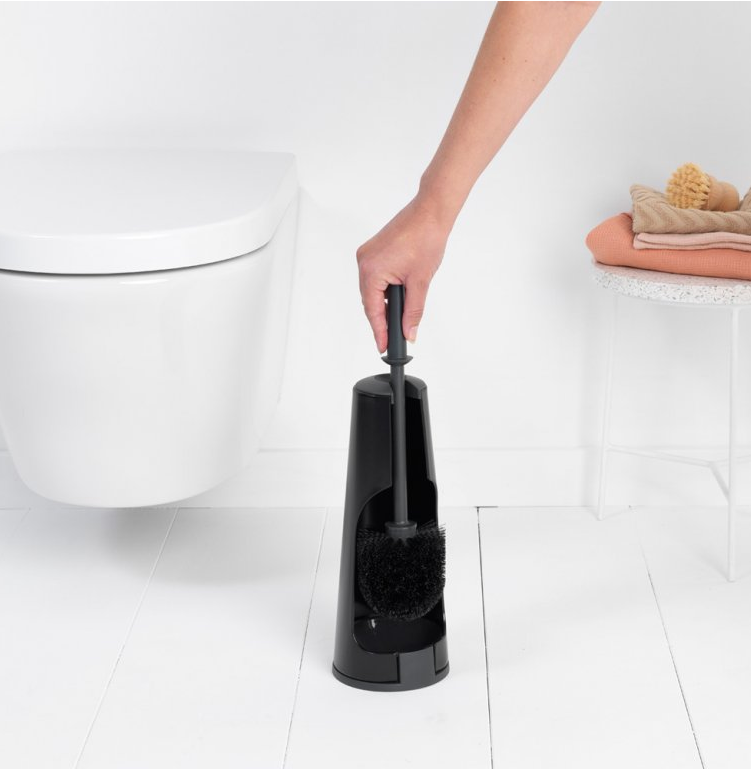 Toiletborstel met houder, zwart, Brabantia