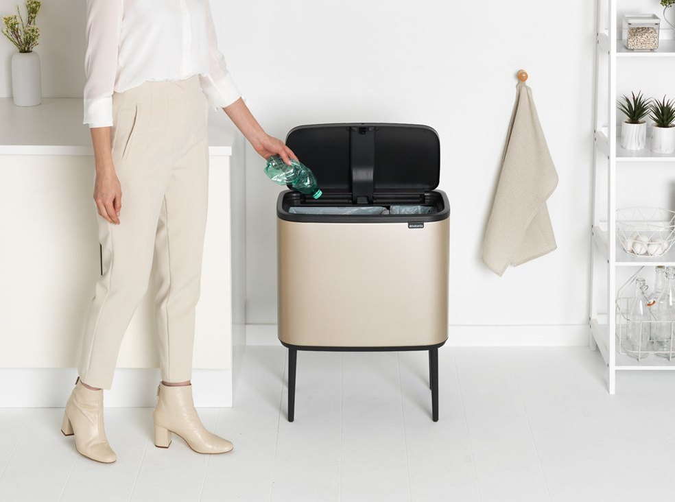 Touch prullenbak BO 11 + 23 l, champagne, Brabantia