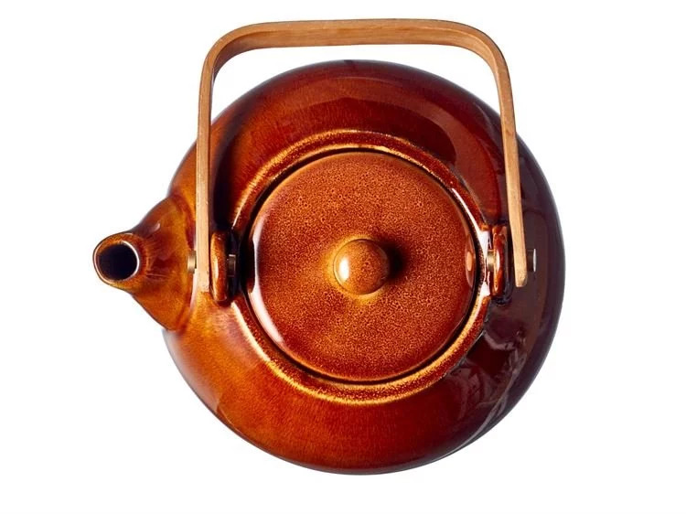 Theepot met infuser 1,2 l, amber, eikenhouten handvat, Bitz