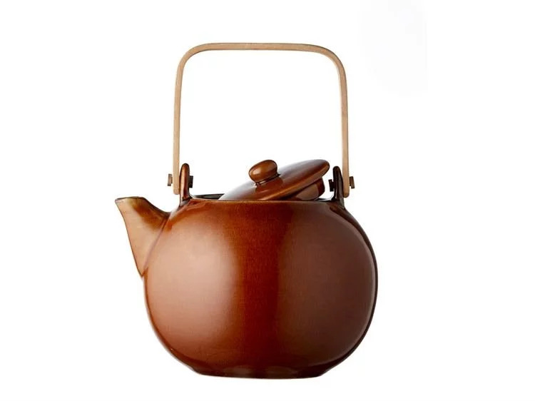 Theepot met infuser 1,2 l, amber, eikenhouten handvat, Bitz