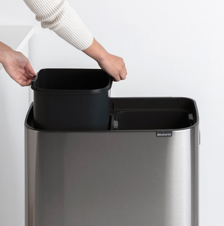 Touch prullenbak BO 2 x 30 l, mat staal, Brabantia