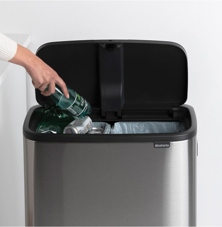 Touch prullenbak BO 2 x 30 l, mat staal, Brabantia
