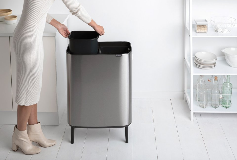 Touch prullenbak BO 2 x 30 l, mat staal, Brabantia
