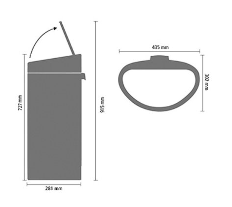 Touch prullenbak TOUCH BIN NEW 40 l, mat zwart, Brabantia