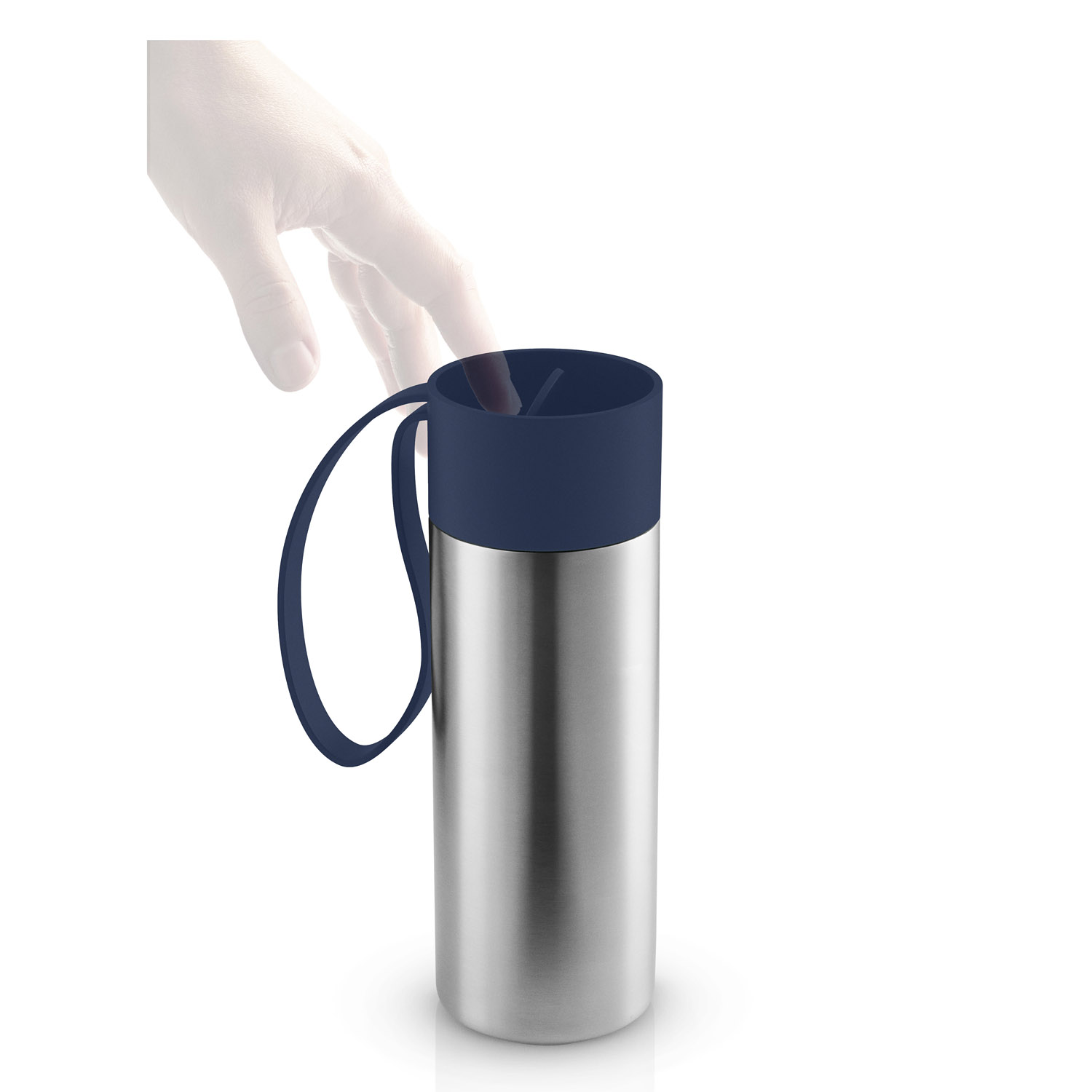 Reisbeker TO GO 350 ml, marineblauw deksel, roestvrij staal, Eva Solo