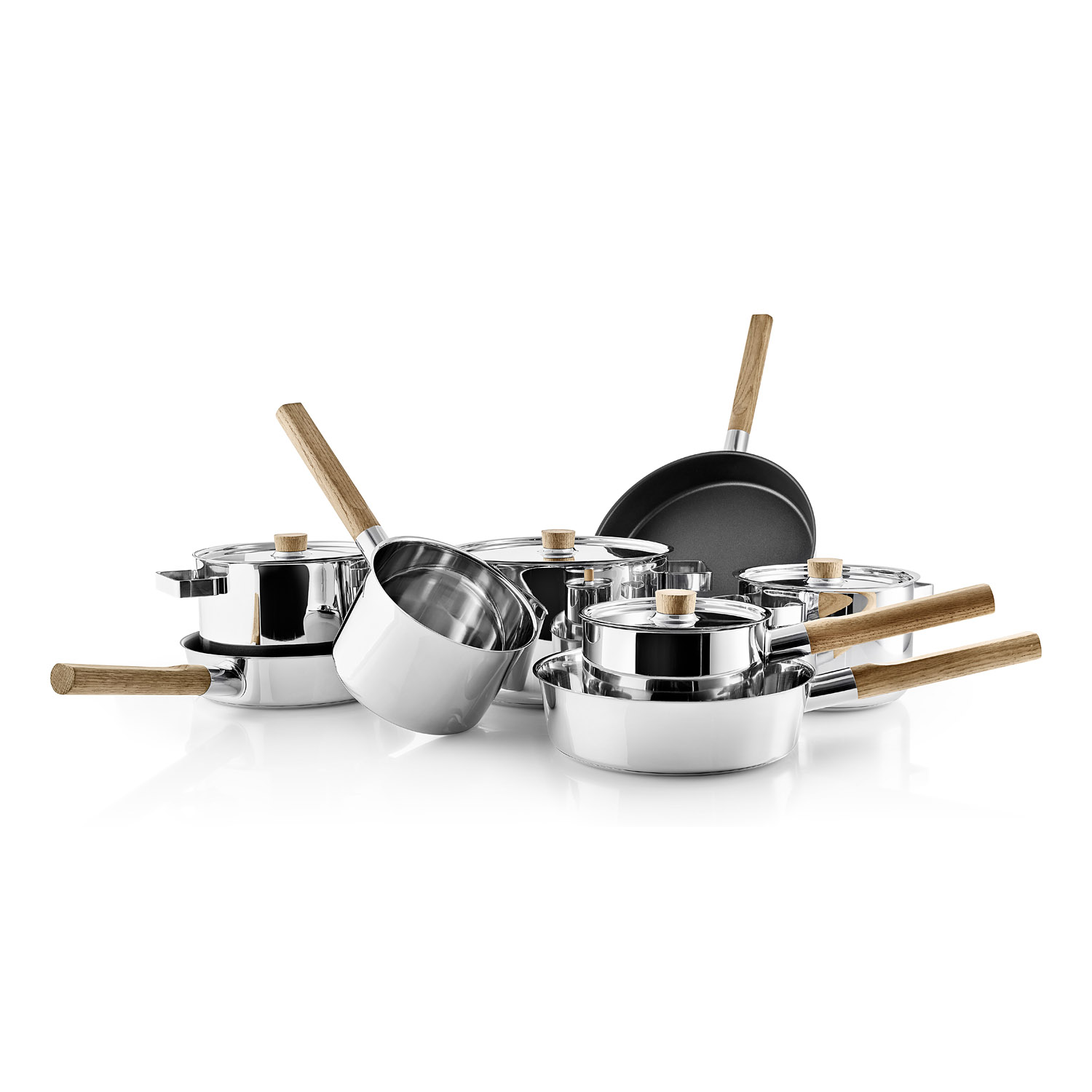 Pan NORDIC KITCHEN 3 l, 18 cm, deksel met houten handvat, roestvrij staal, Eva Solo