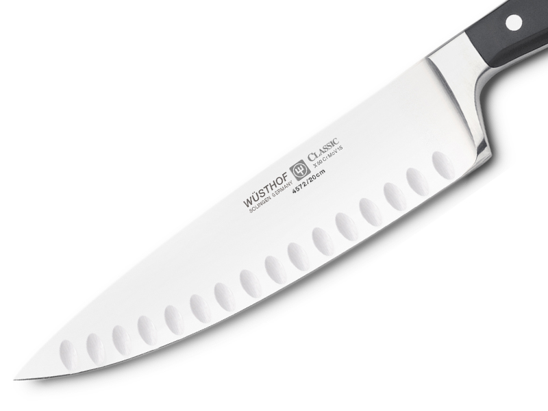 Koksmes CLASSIC, 20 cm, breed mes, groeven, Wüsthof