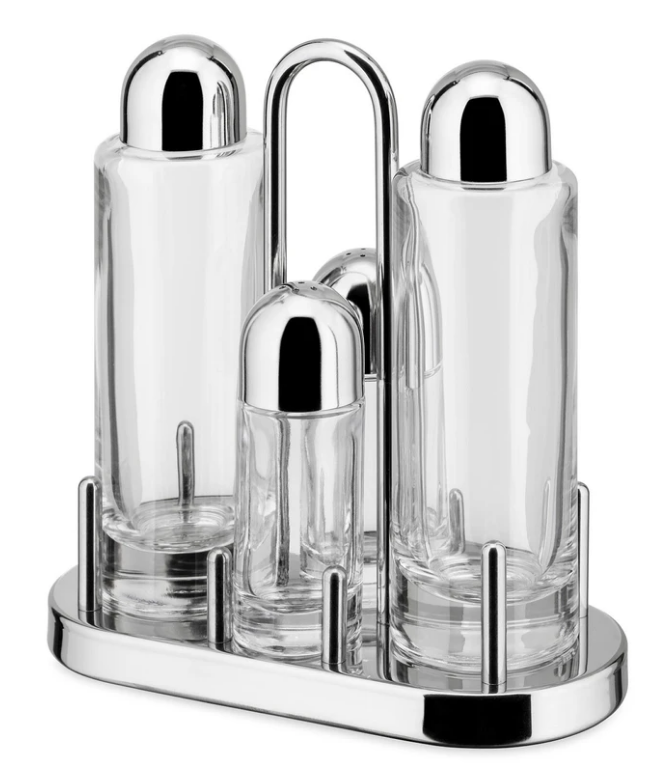 Specerijenset 5070 19 cm, roestvrij staal en glas, Alessi