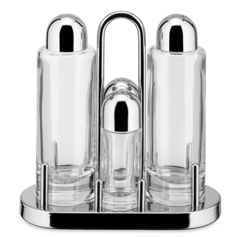 Specerijenset 5070 19 cm, roestvrij staal en glas, Alessi