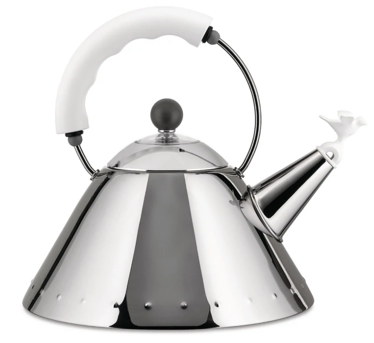 Fluitketel 9093 2 l, zilver/wit, Alessi