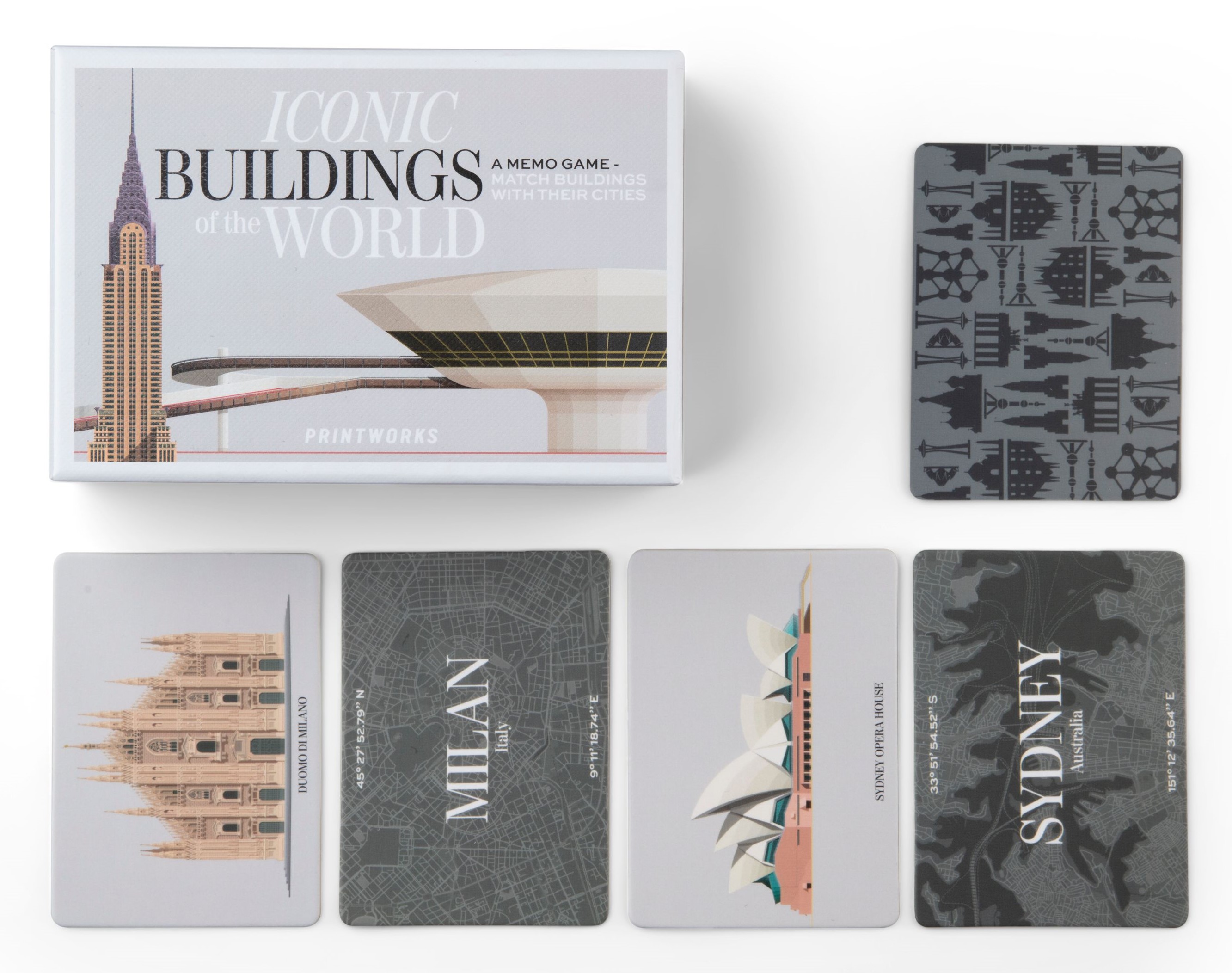 Spel Memory ICONIC BUILDINGS, 50 kaartjes, Printworks