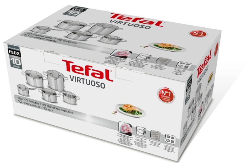 Pannenset VIRTUOSO, 10-delig, roestvrij staal, Tefal