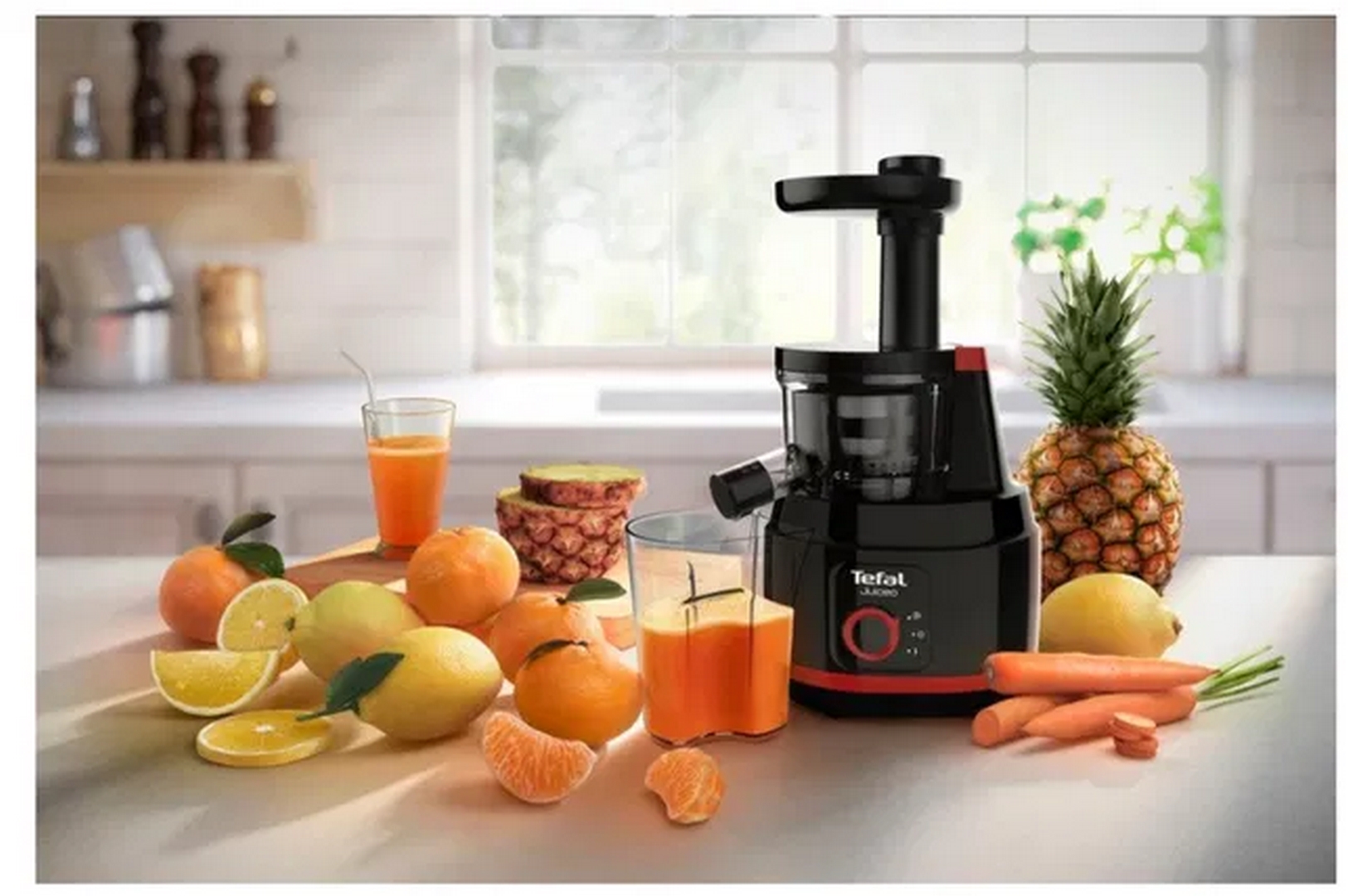 Slow juicer 2SP ZC150838, 150 W, zwart/rood, Tefal