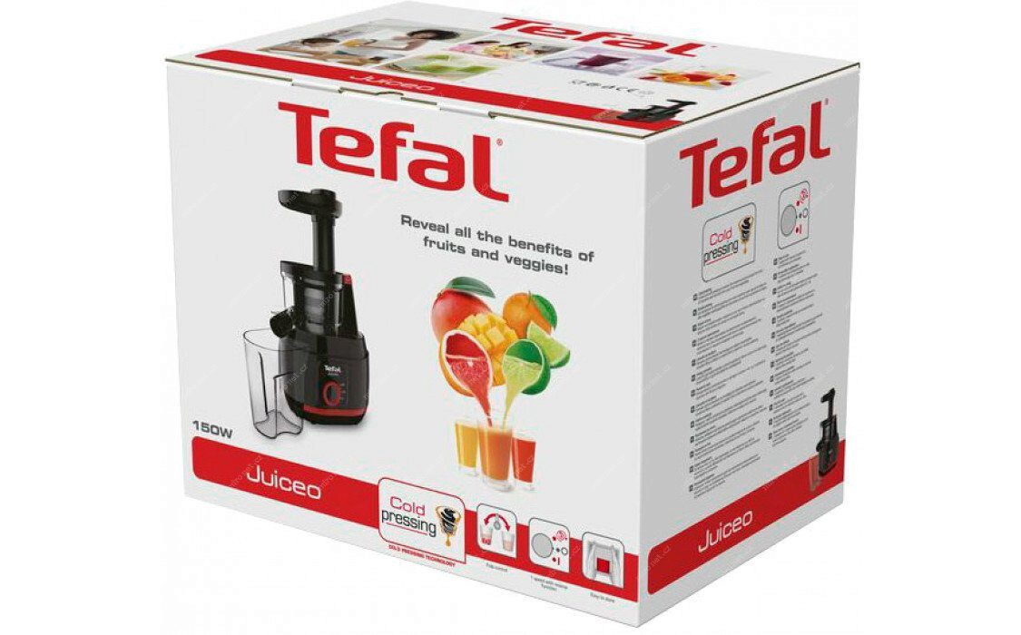 Slow juicer 2SP ZC150838, 150 W, zwart/rood, Tefal