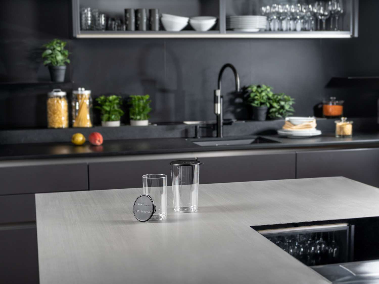 Maatbeker, set van 2 stuks, 400 ml/600 ml, met deksel, Bamix
