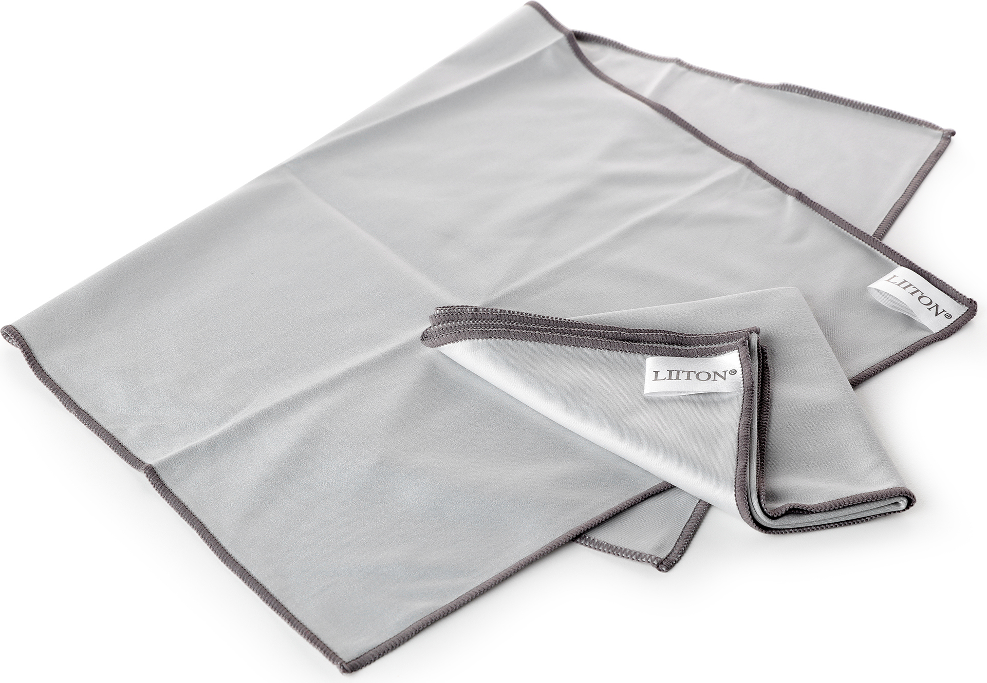 Poetsdoek 31 x 50 cm, set van 2 stuks, grijs, microvezel, Litton