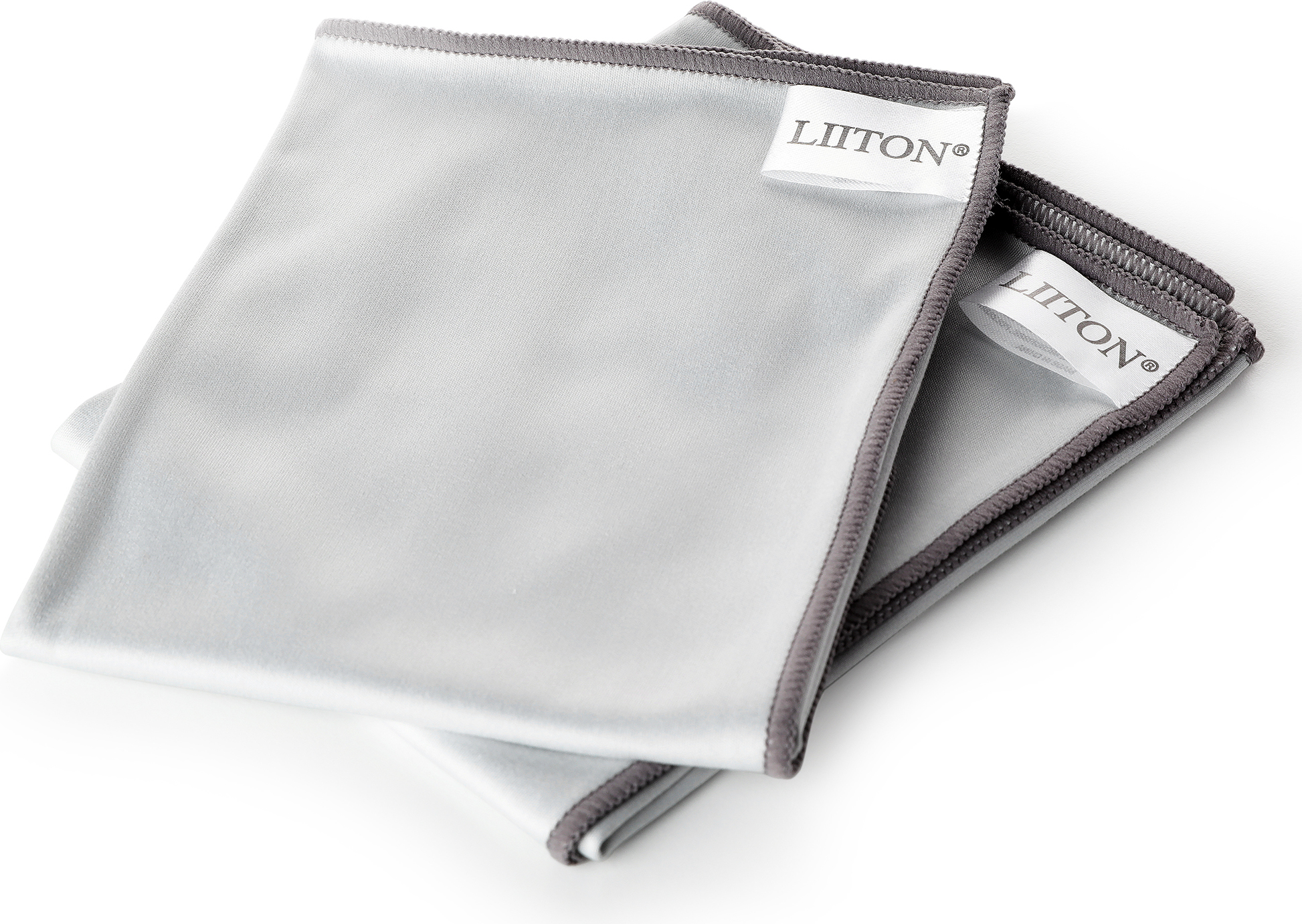 Poetsdoek 31 x 50 cm, set van 2 stuks, grijs, microvezel, Litton