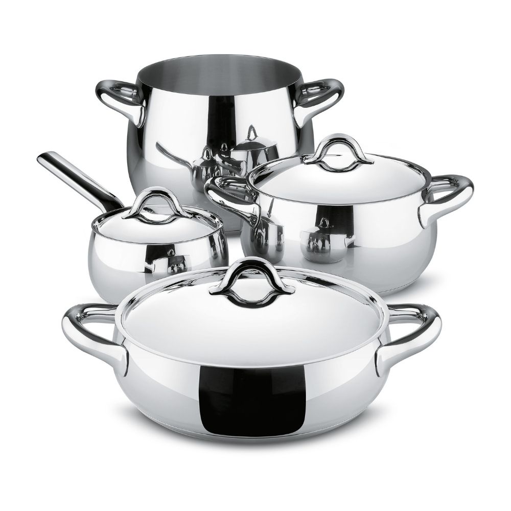 Pannenset MAMI, 7-delig, roestvrij staal, Alessi