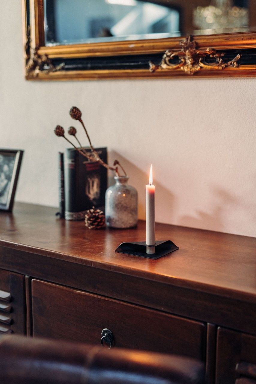 Kandelaar SQUARE CANDLE, set van 4 stuks, zwart, Höfats